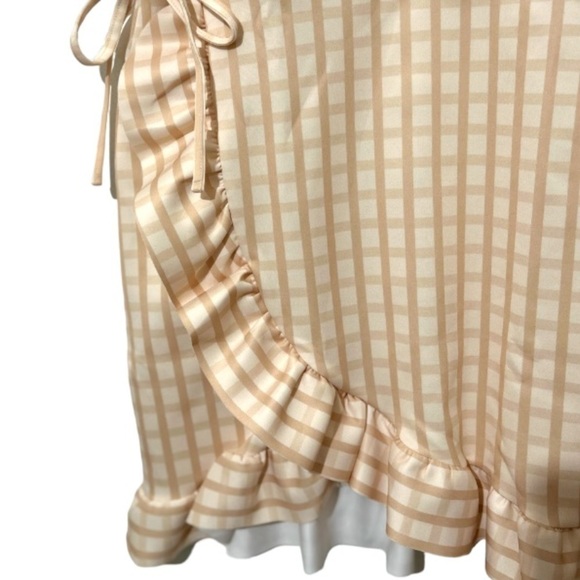 NWT ASOS Cami Faux Wrap Gingham Butter Yellow Mini Dress Sz 10 - Picture 5 of 12